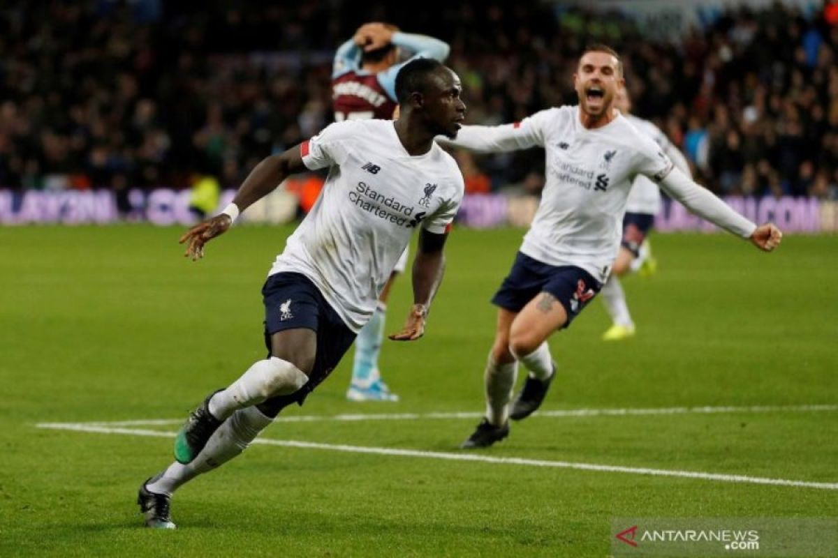 Liga Inggris -- Gol dramatis Mane bantu Liverpool tundukkan Aston Villa 2-1