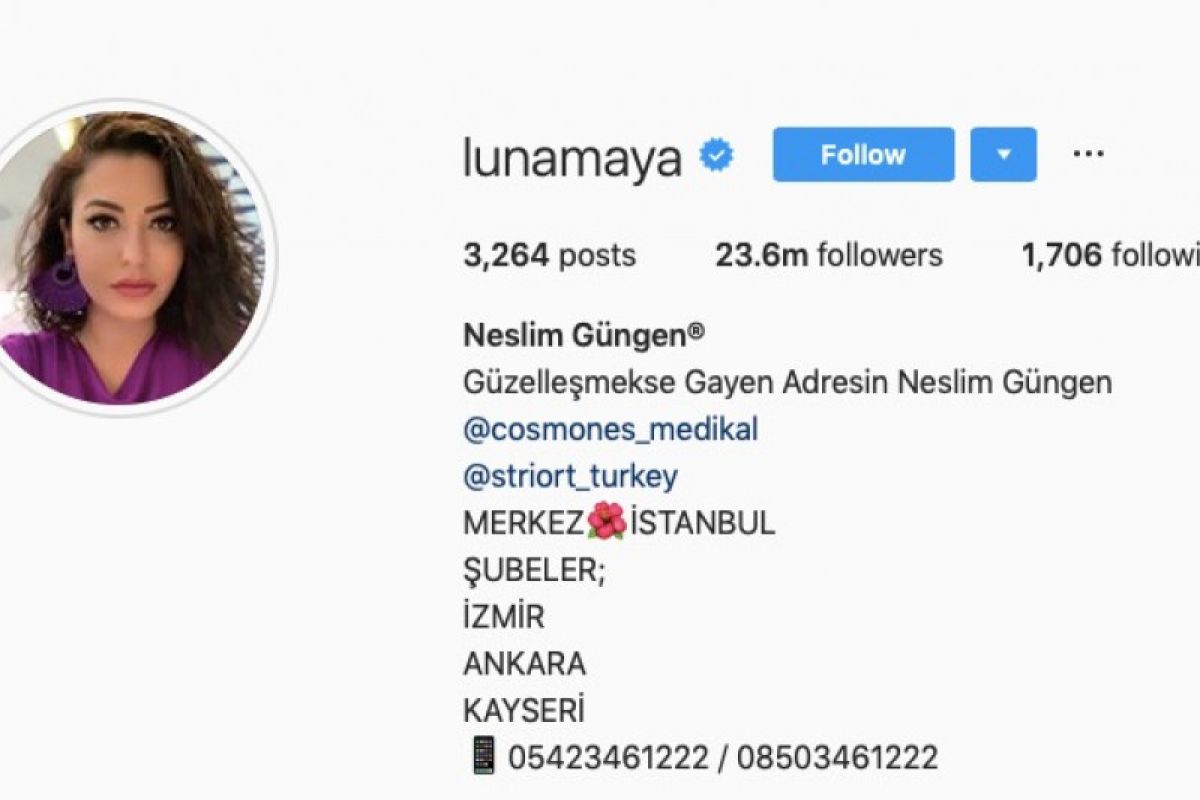 Tampilan Instagram Luna Maya yang diretas