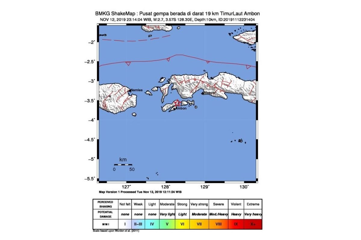 Rabu dini hari gempa 2,7 magnitudo kembali landa Ambon