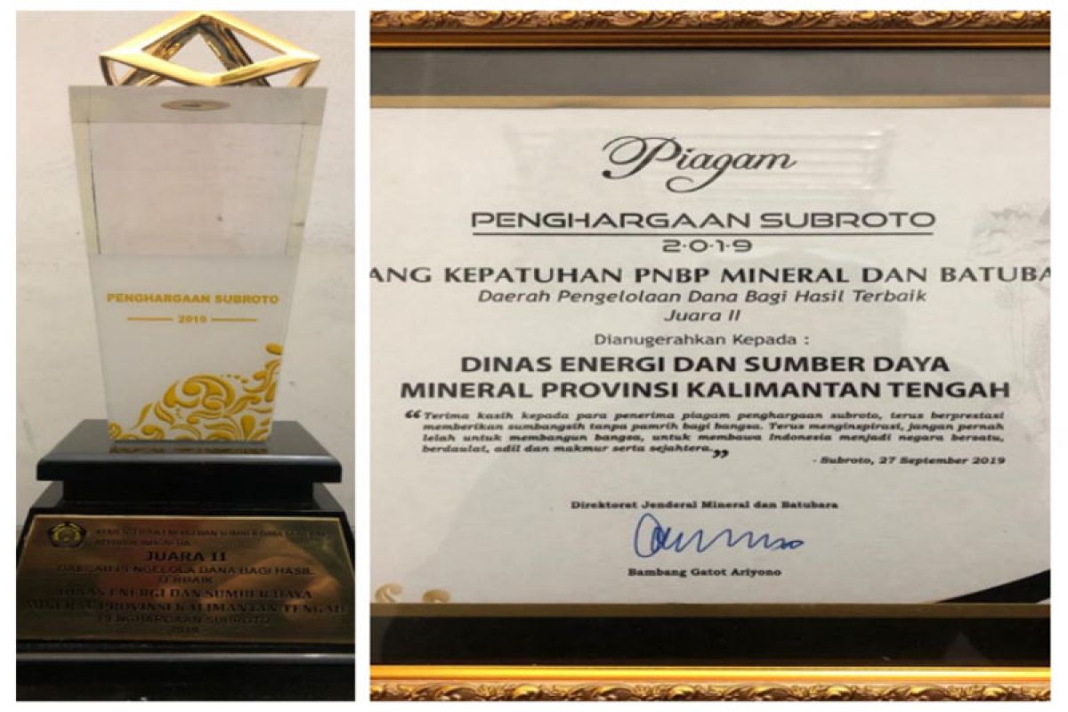 Kalteng raih penghargaan kepatuhan PNBP mineral dan batu bara