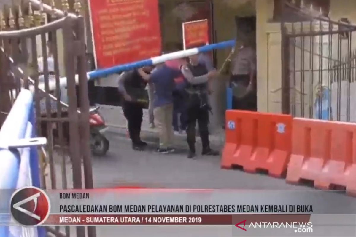 Pascaledakan bom Medan pelayanan di Polrestabes kembali dibuka (video)