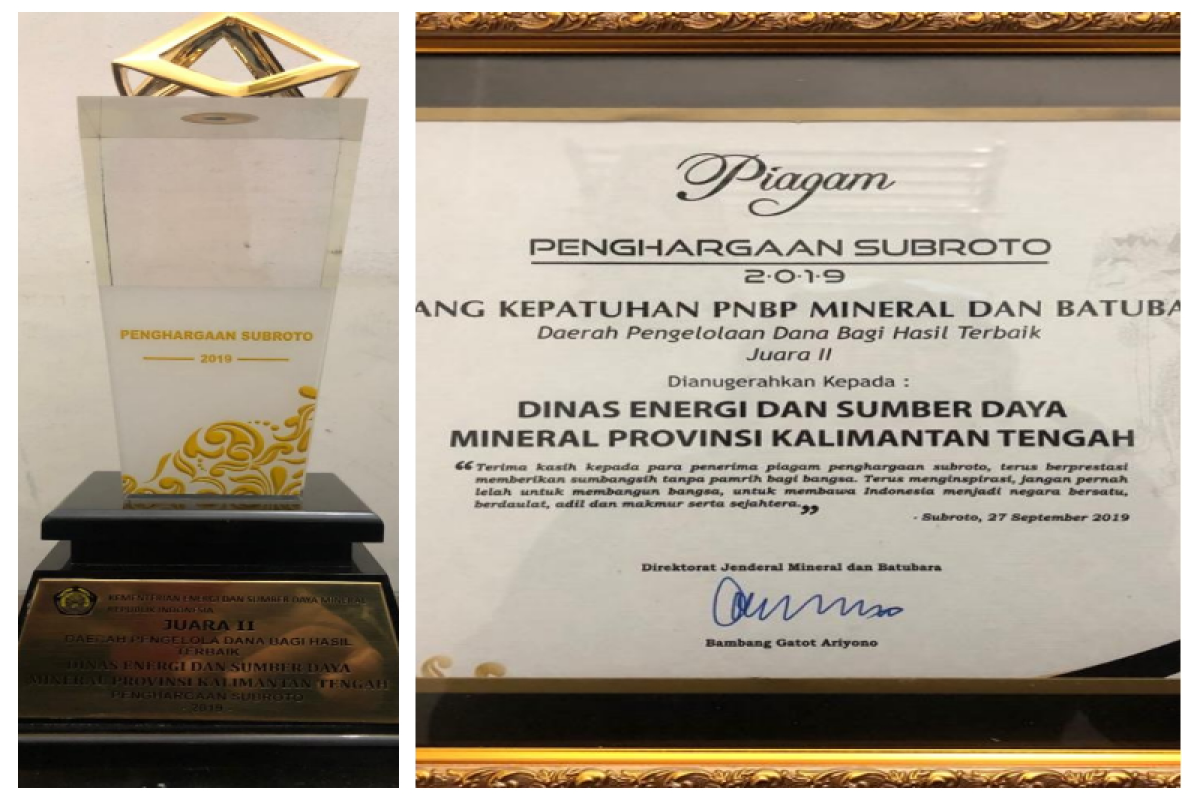 Kalteng raih penghargaan tingkat nasional bidang kepatuhan PNBP mineral dan batu bara