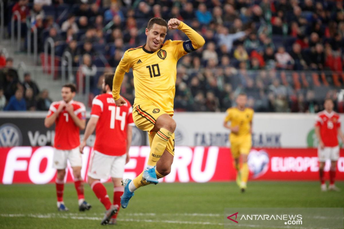 Eden Hazard kirim assist untuk adiknya, Belgia Menang