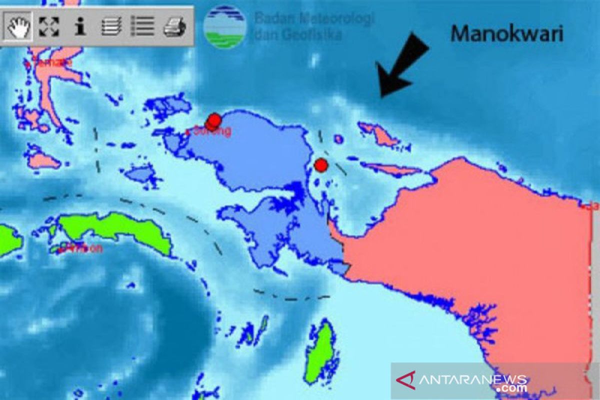 Gempa bumi magnitudo 4,4 landa Manokwari Sabtu malam