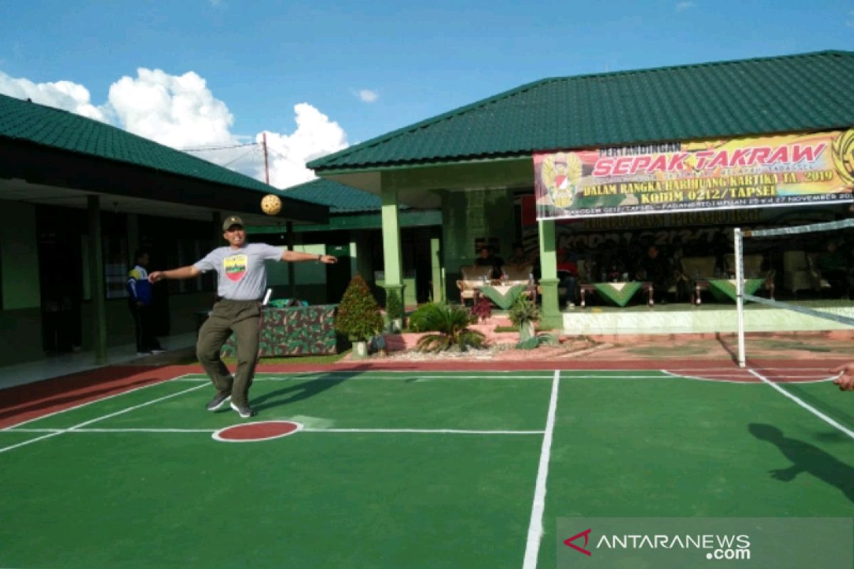 Kodim 0212 gelar kejuaraan takraw