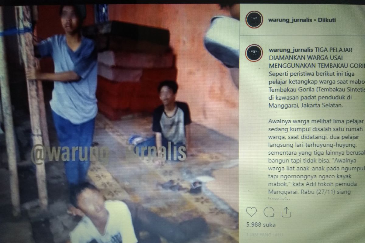 Lurah Manggarai tindaklanjuti pelajar pemakai narkoba tembakau gorila