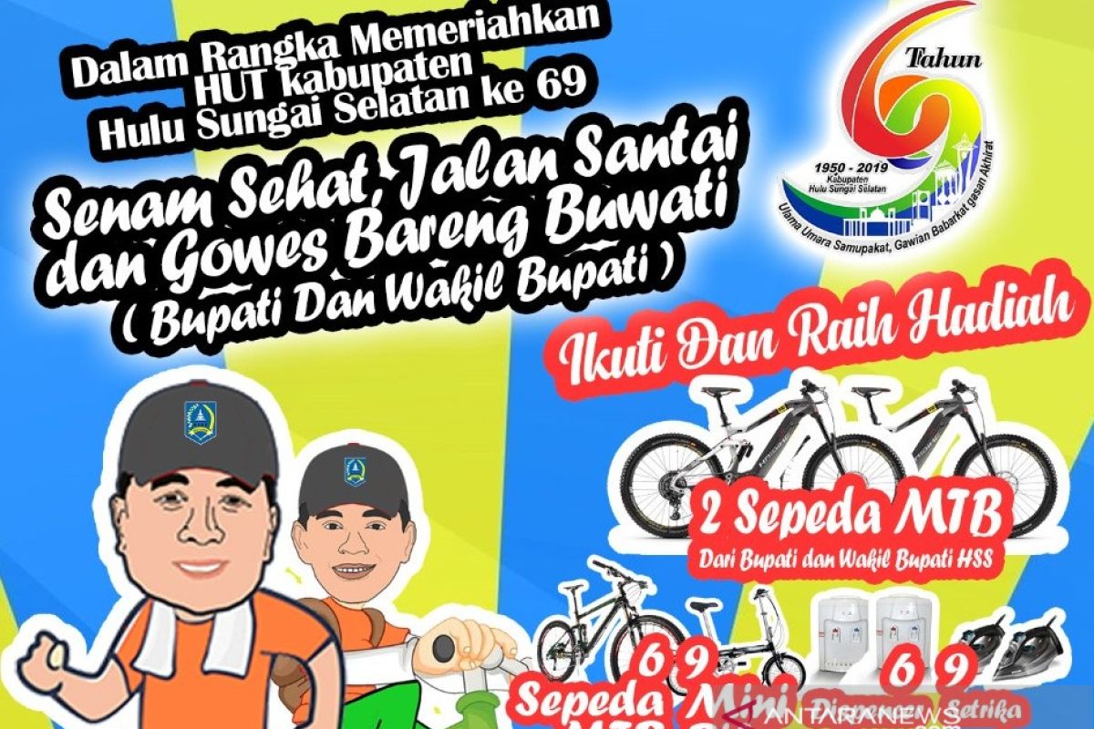 Senam sehat,  jalan santai dan gowes bareng Bupati bakal meriahkan HUT HSS