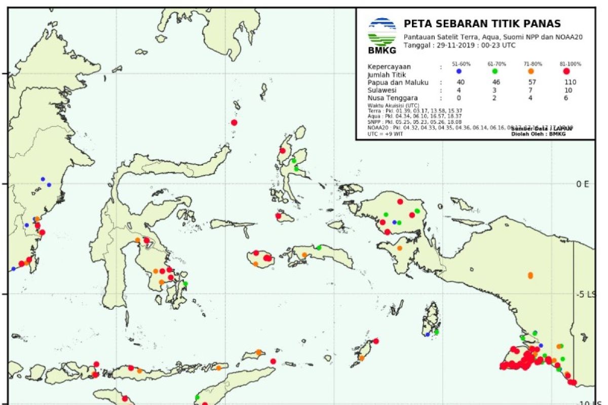 BMKG deteksi 102 titik api di Papua dan Papua Barat