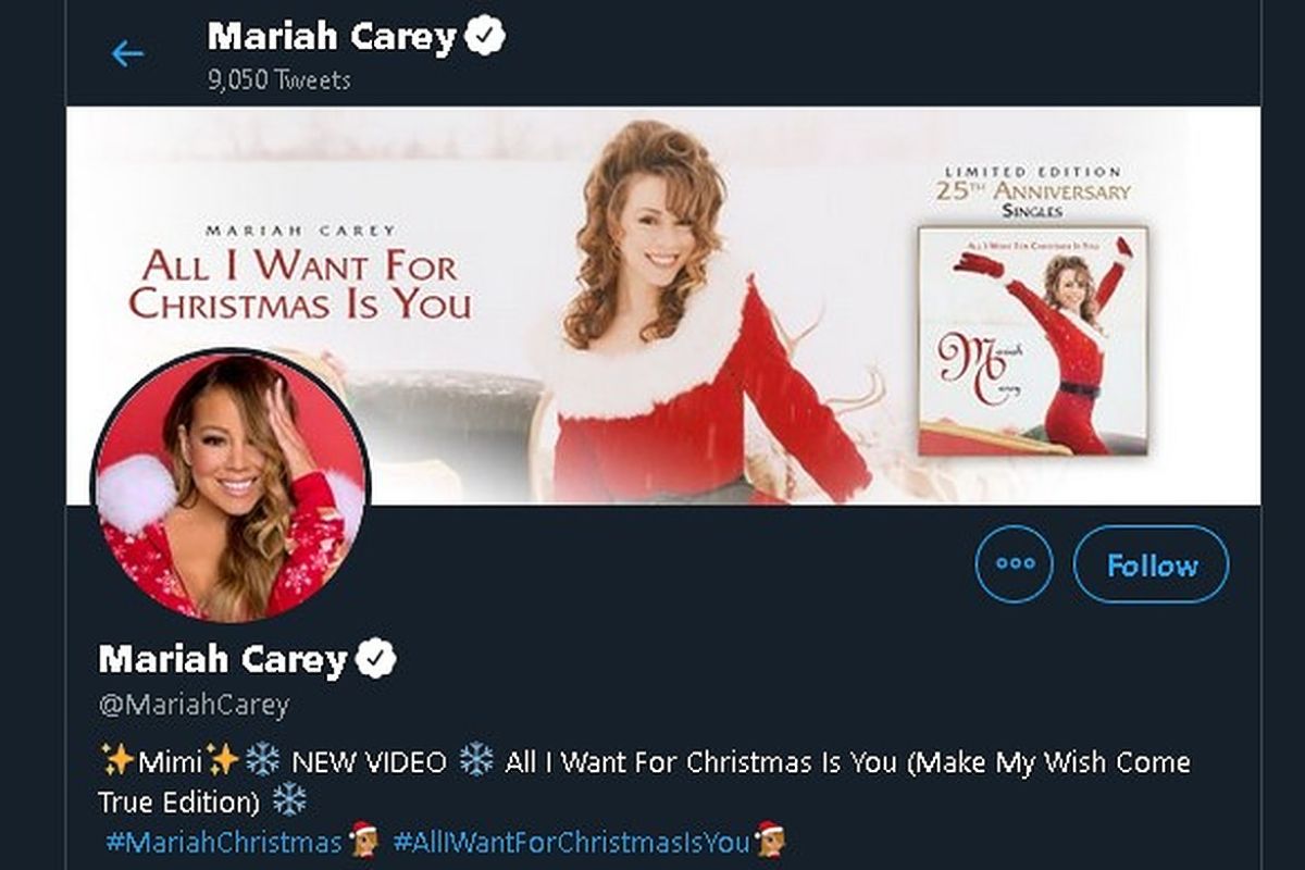 Akun Twitter Mariah Carey diretas