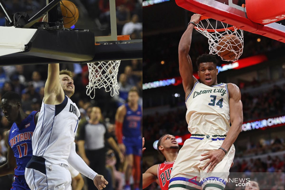 Doncic, Antetokounmpo pimpin jajak pendapat NBA All-Star