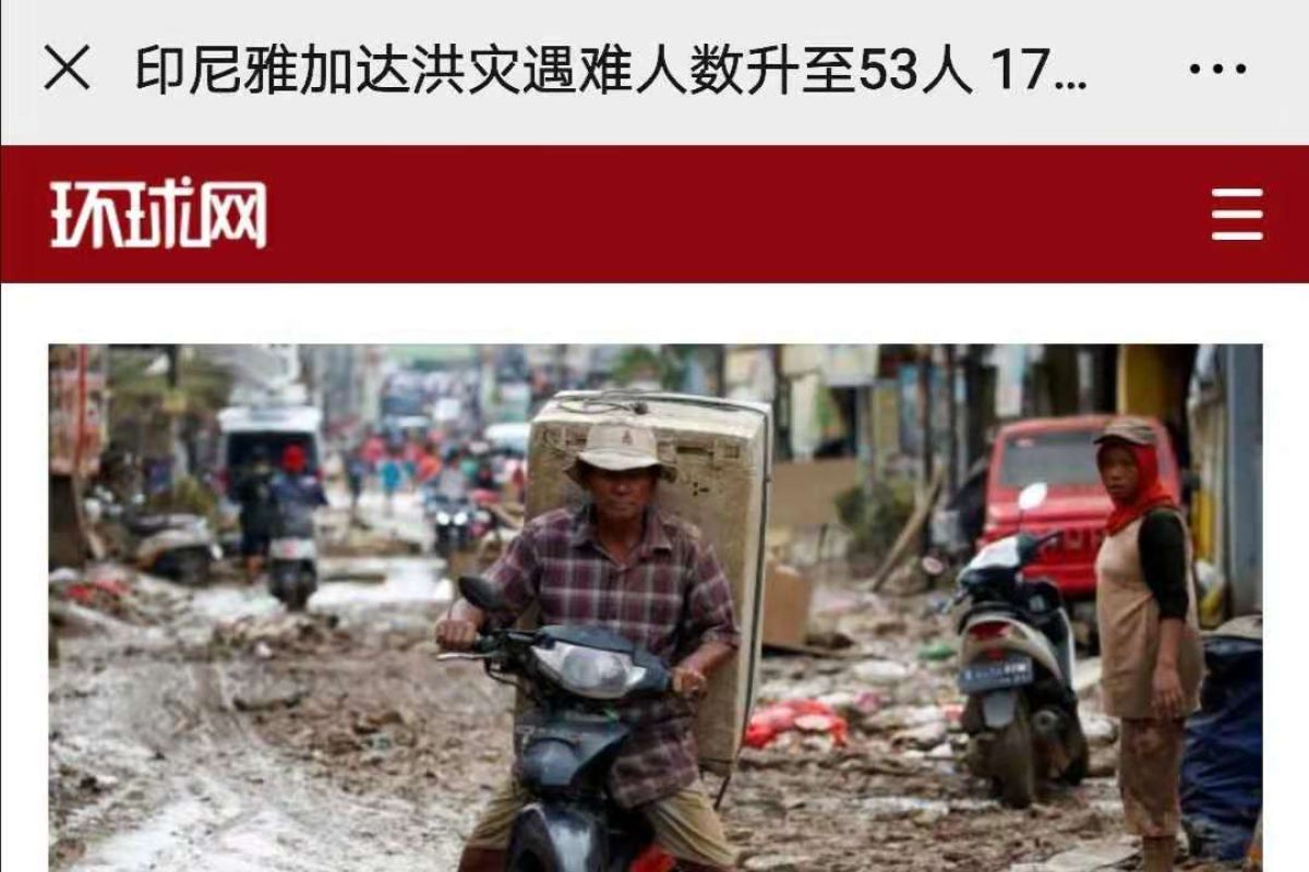 Media China lebih tertarik banjir Jakarta ketimbang isu Natuna