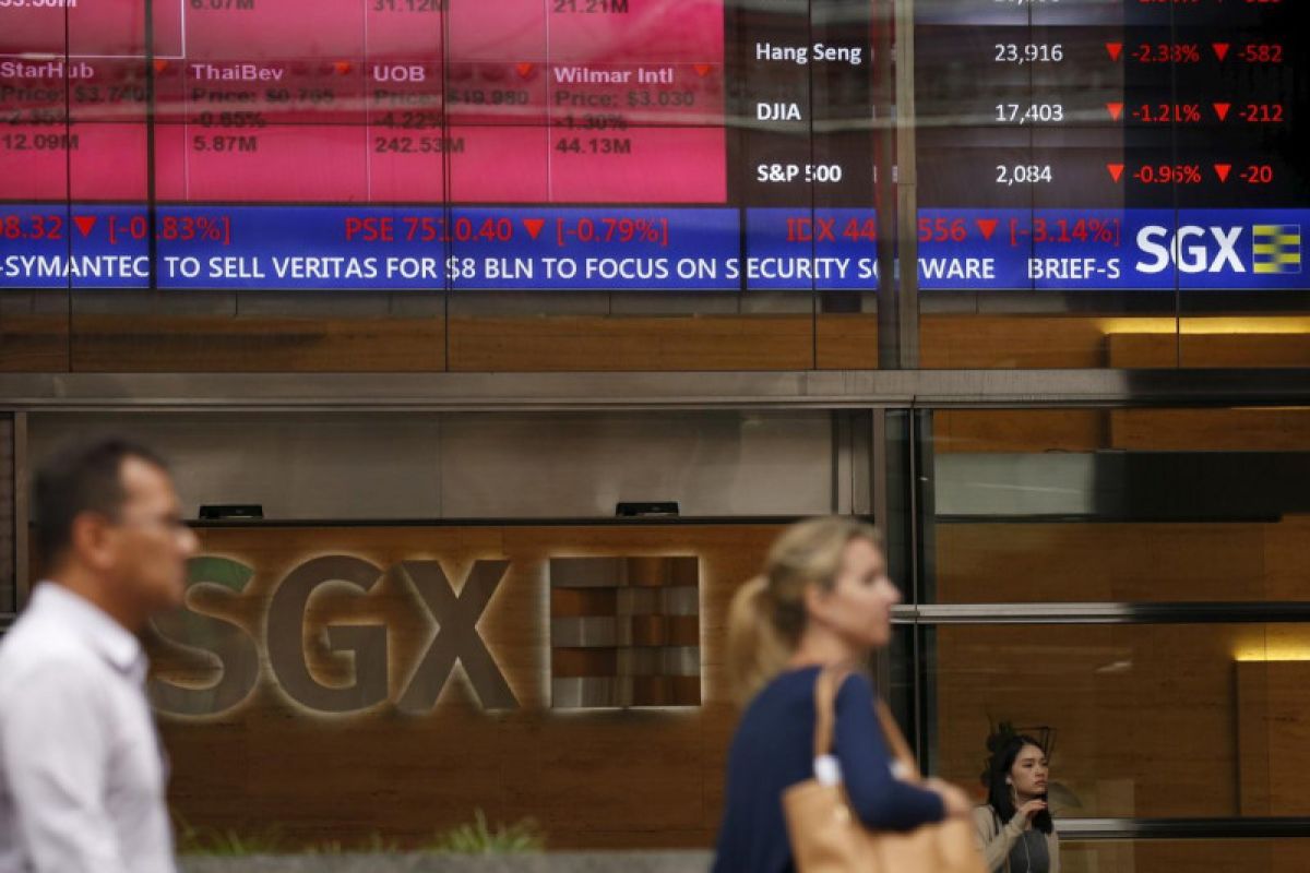 Bursa saham Singapura ditutup berkurang 1,55 persen