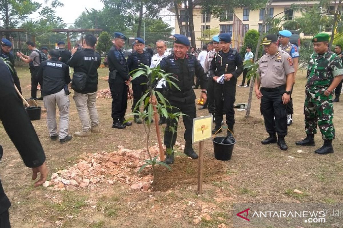 Kapolda dan Wakapolda tanam pohon di Mako Brimob Jambi