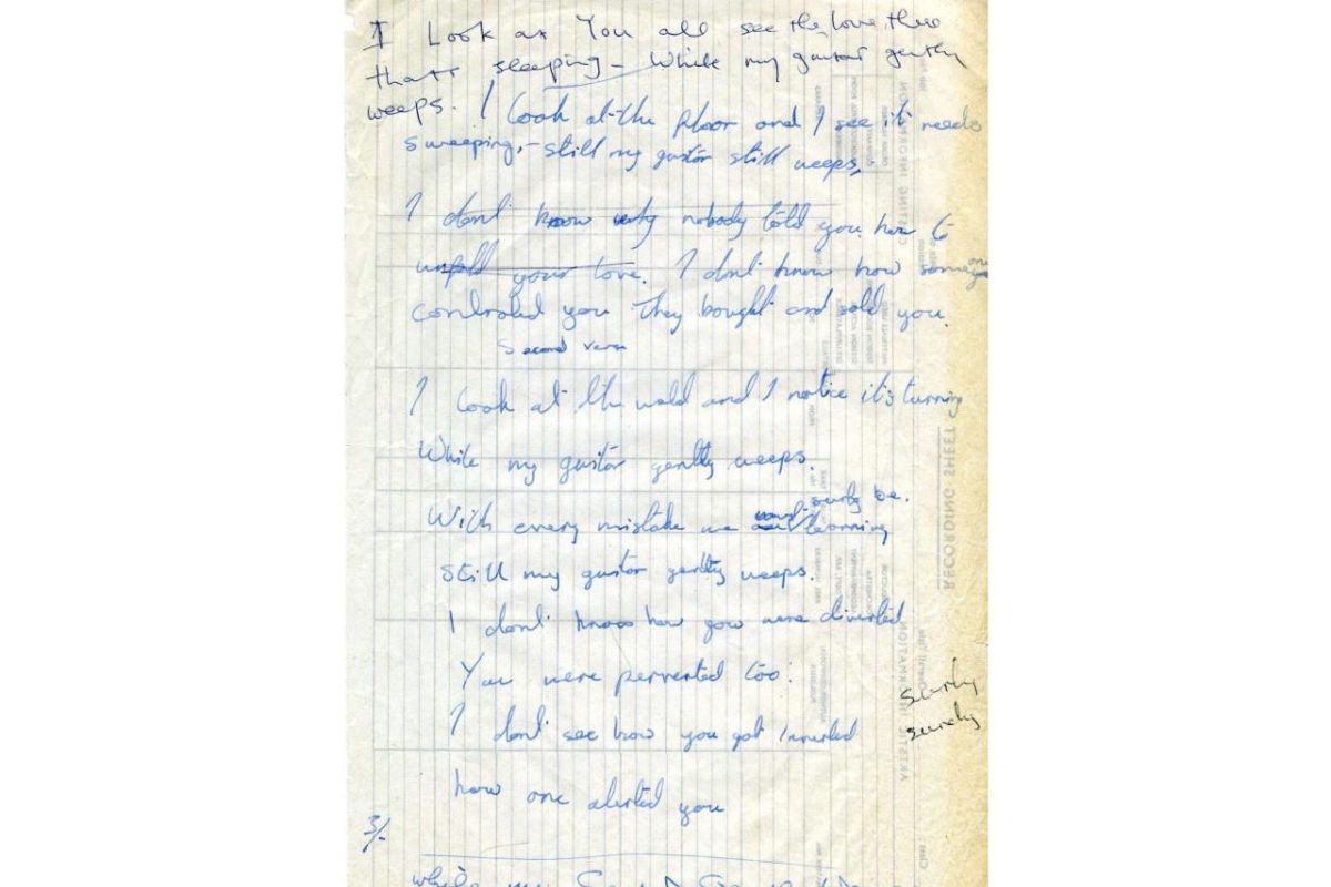 Tulisan tangan lirik lagu Beatles ini dilelang