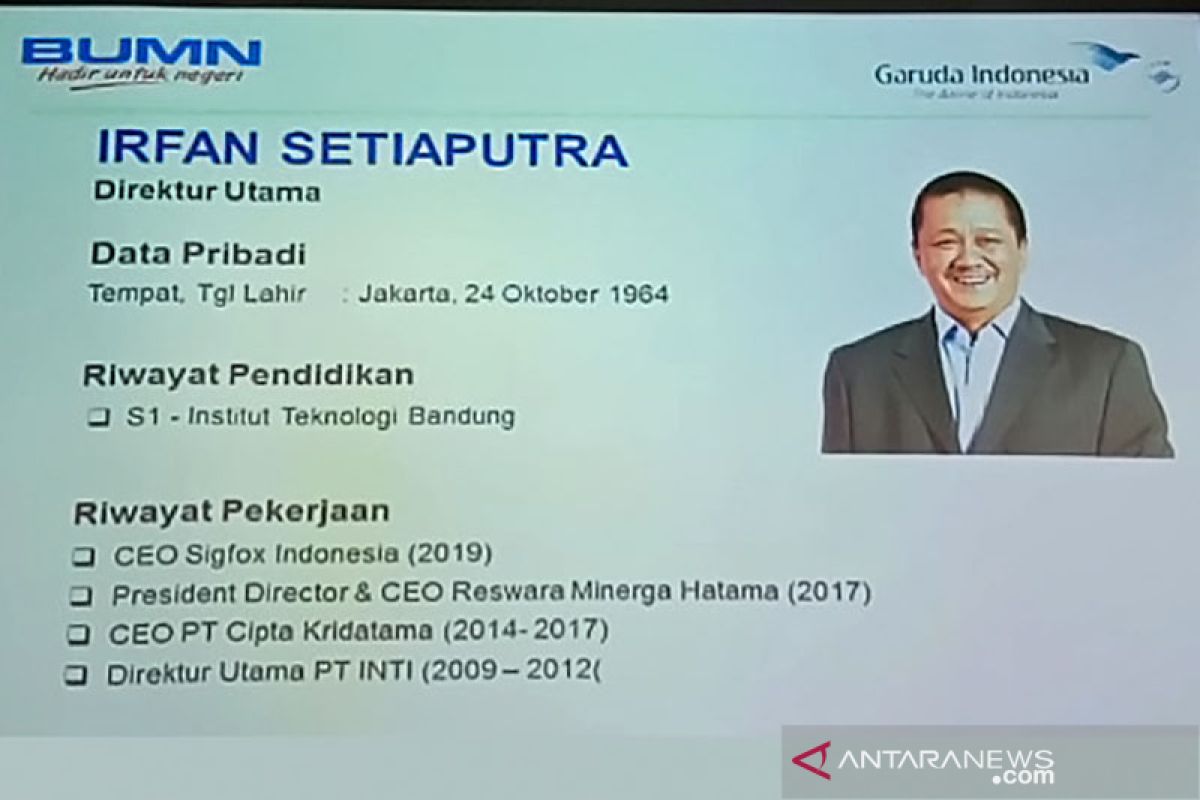 Irfan Setiaputra, mantan Direktur Utama PT Inti jadi  'pilot baru' Garuda Indonesia