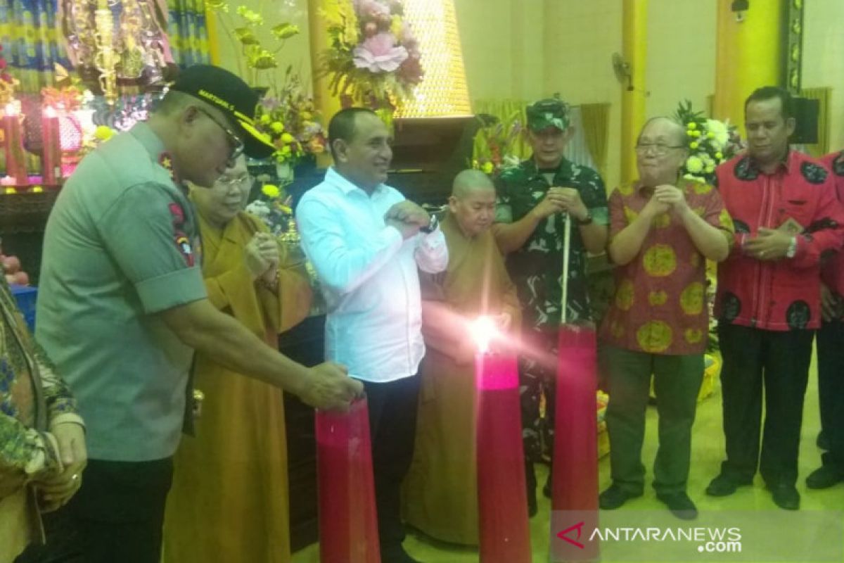 Gubernur dan Kapolda Sumut mengecek pengamanan vihara di Medan