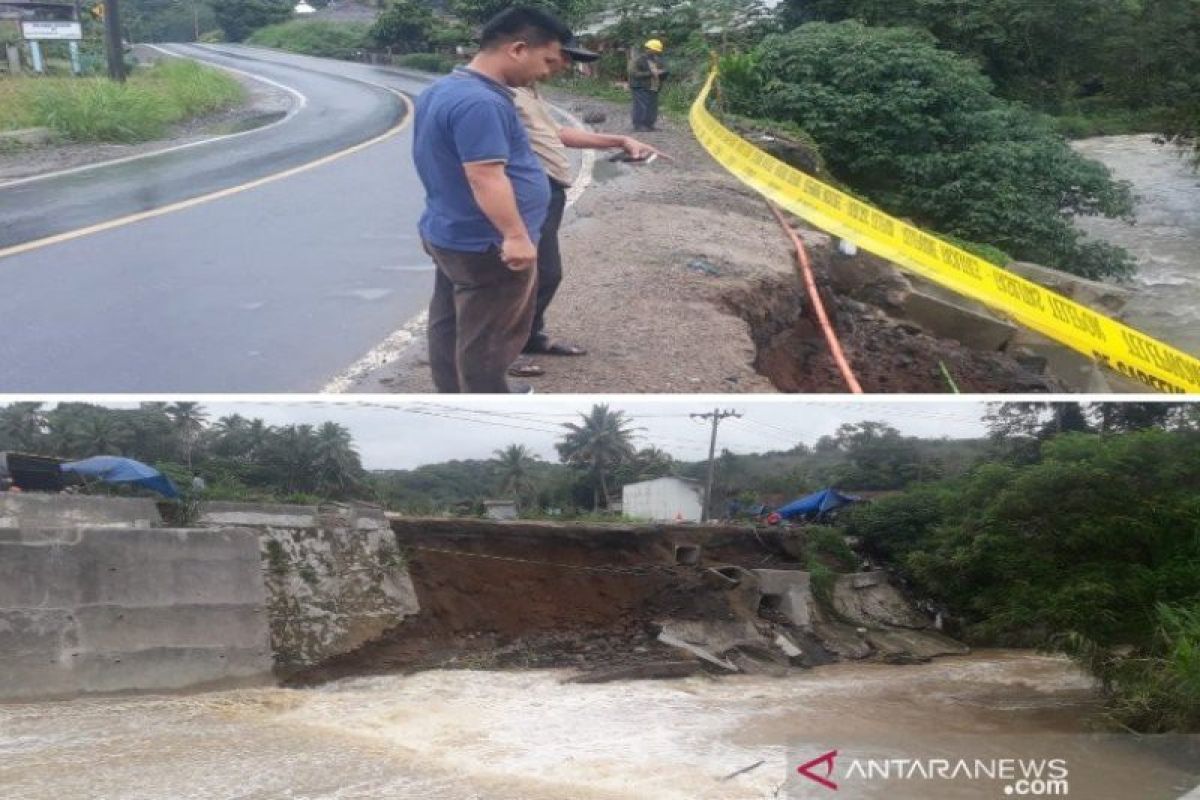 30 meter tembok penahan di Tapanuli Selatan amblas