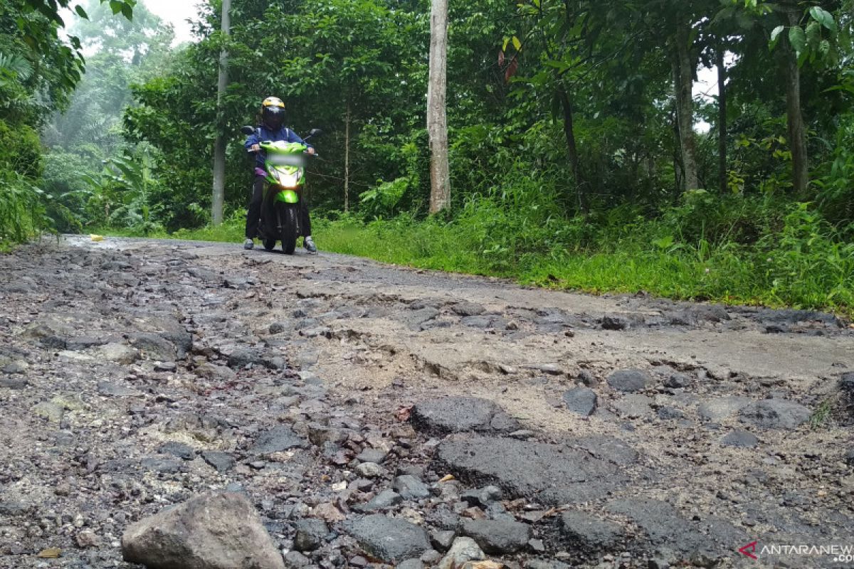 Jalan menuju Desa Muncak Pesawaran rusak parah