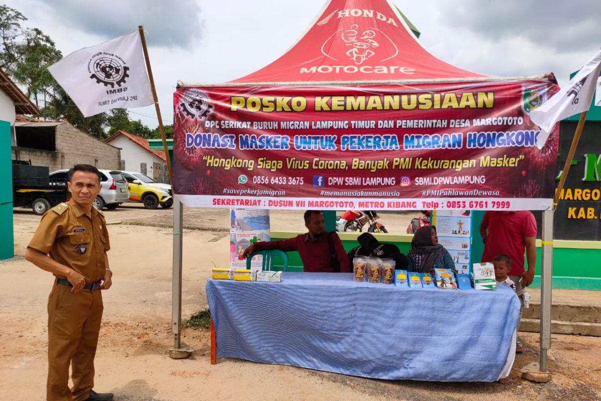 SBMI Lampung dan Pemdes Margototo galang donasi masker untuk pekerja migran