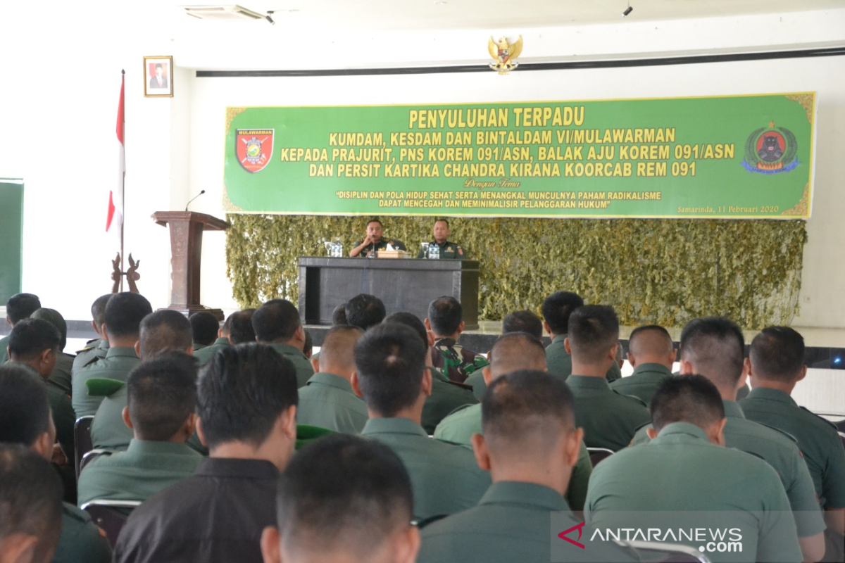 Jajaran Korem 091/ASN Ikuti Penyuluhan Hukum, Kesehatan dan Bintal