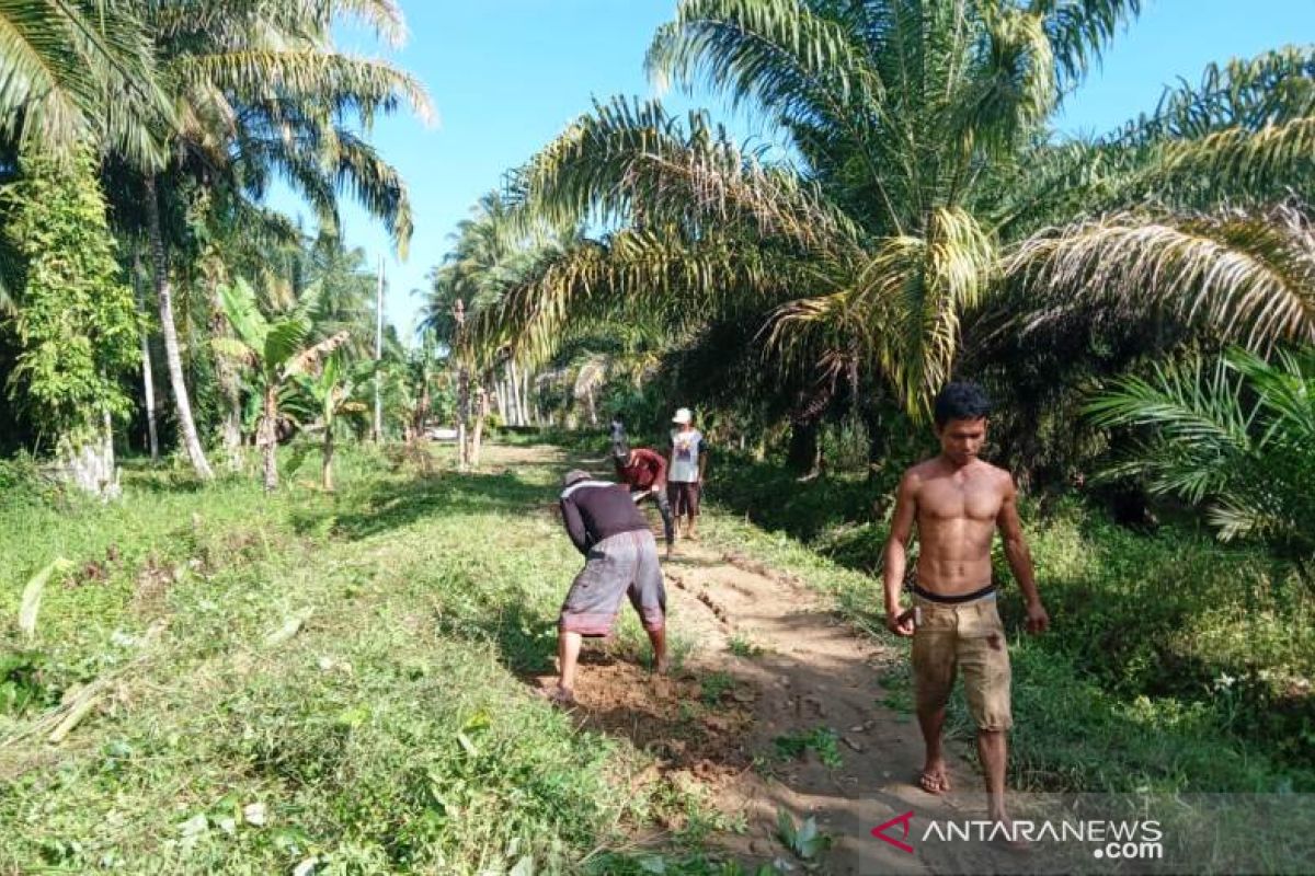 Situasi memanas, pemerintah desa Tapteng larang pemerintah desa Tapsel bangun jalan