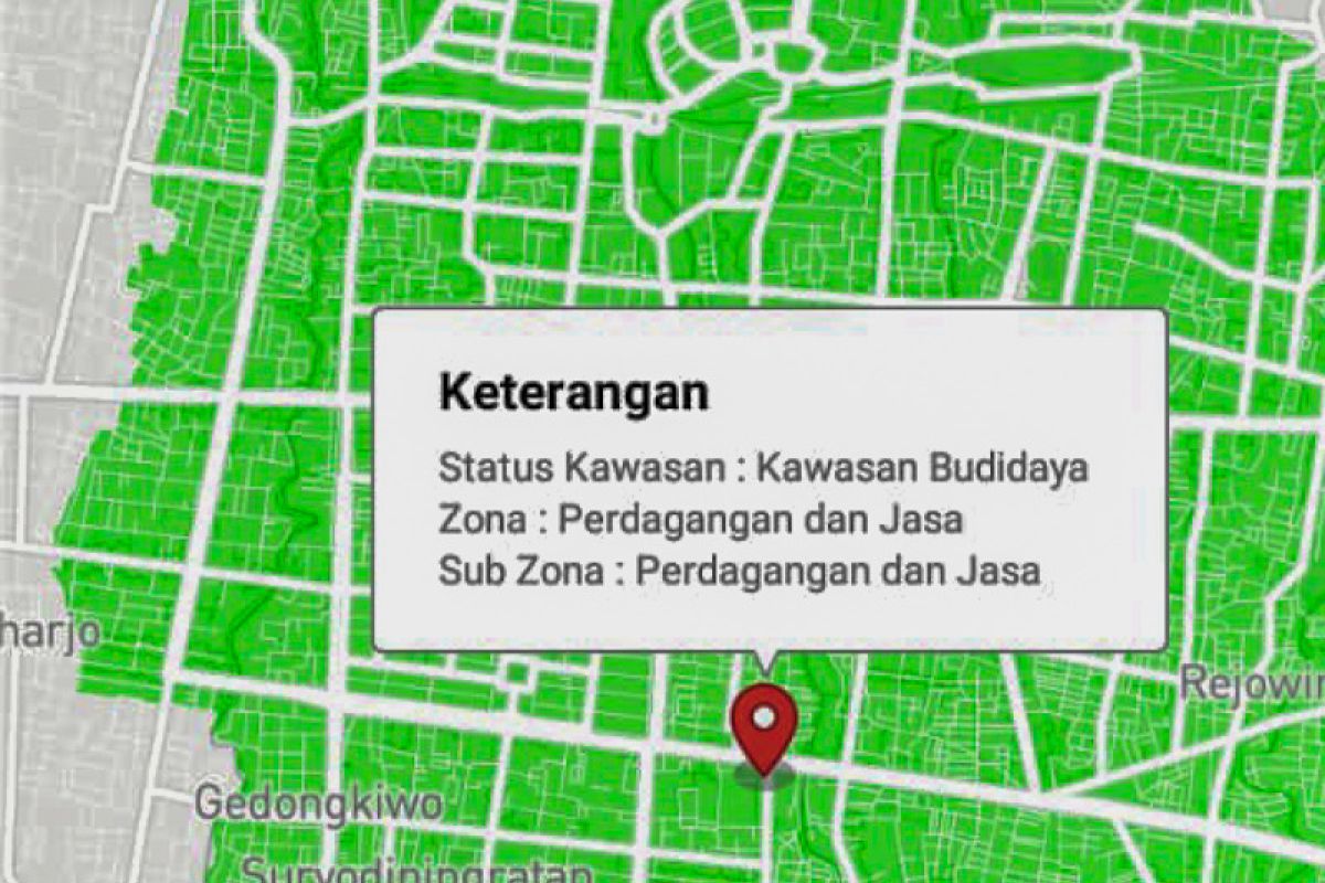 Informasi tata ruang di Yogyakarta dapat diakses daring