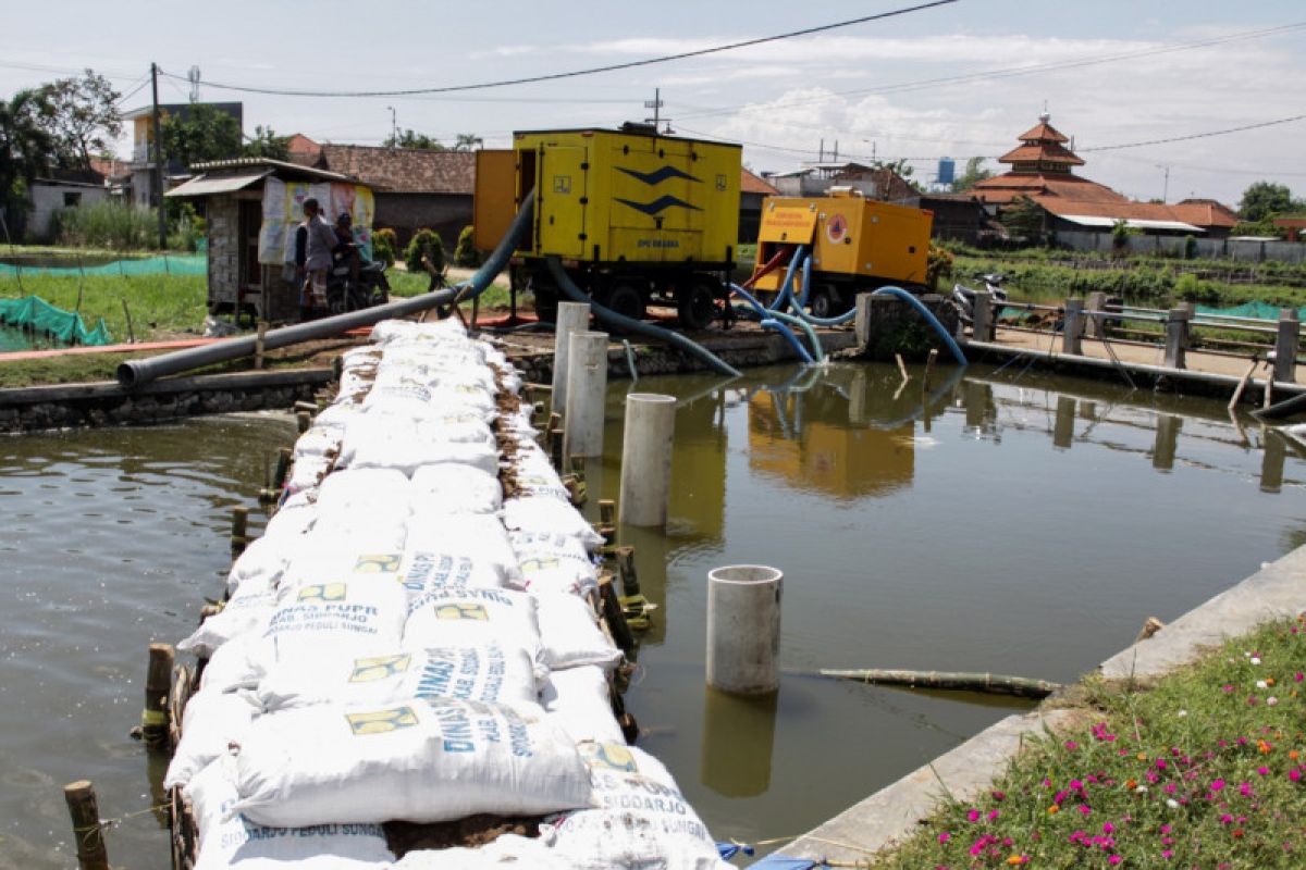 Siswa SDN Banjarasri Sidoarjo pakai sepatu bot siasati banjir