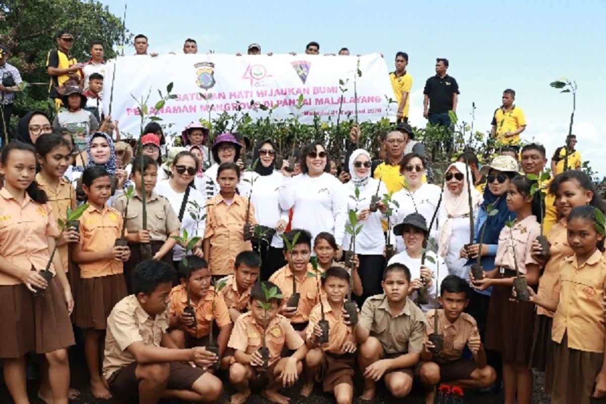 Ditpolairud Polda Sulut Menanam 6.300 Bibit Mangrove