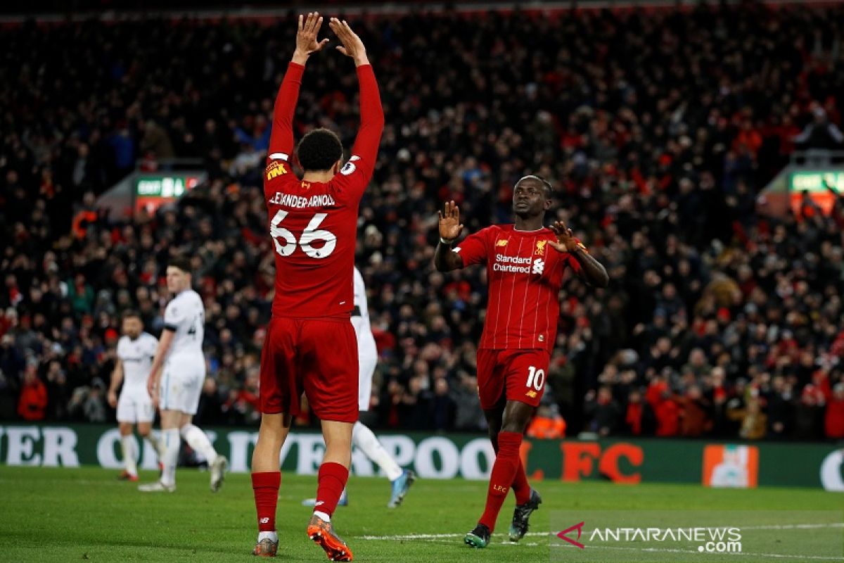 Liga Inggris, Liverpool hentikan perlawanan sengit West Ham di Anfield