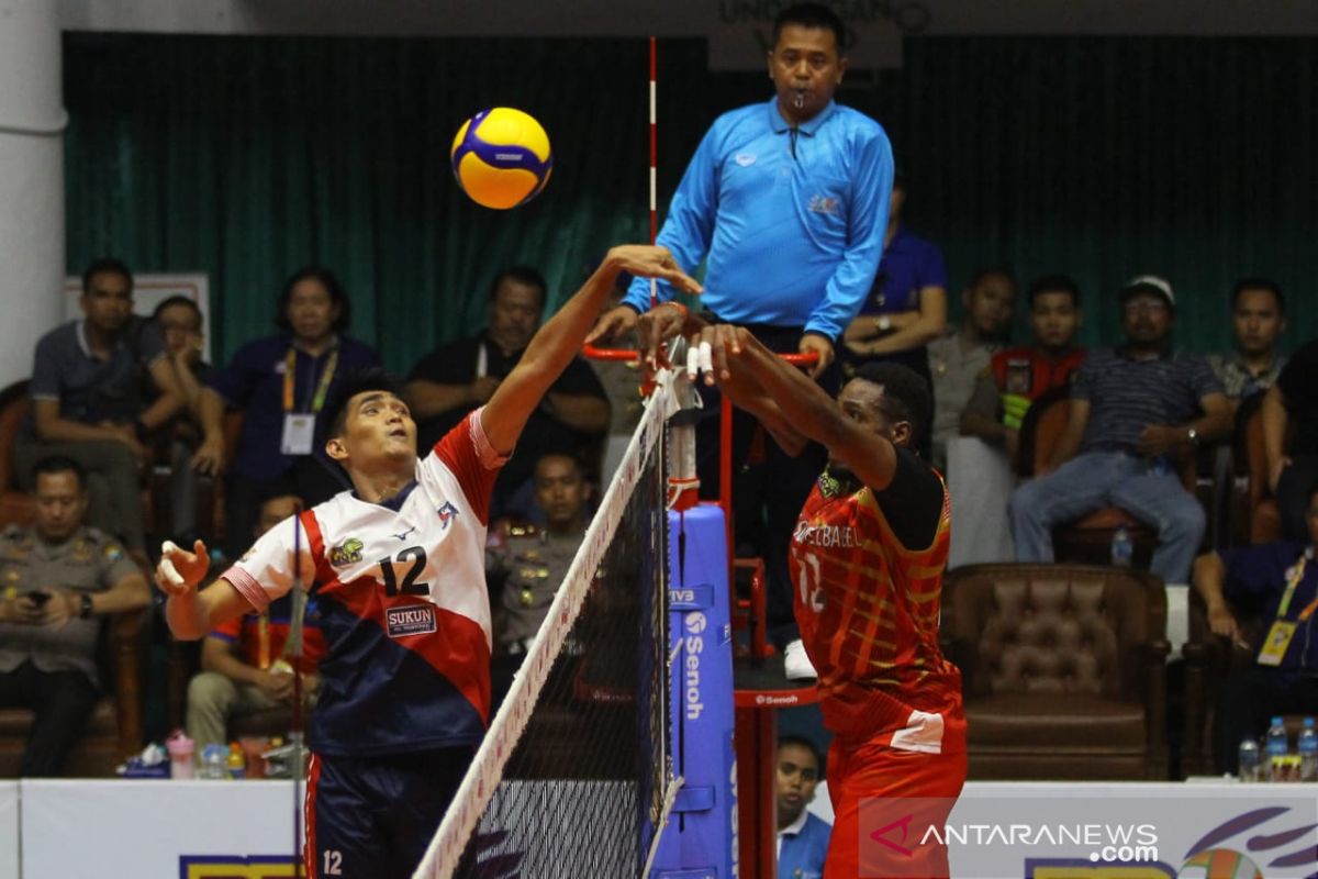 Tim voli putra Surabaya Bhayangkara Samator kalahkan Palembang Bank Sumsel Babel 3-1