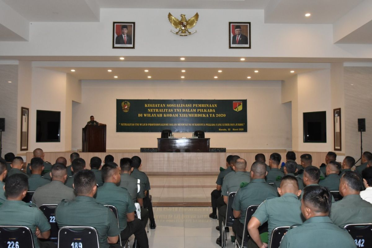 Kodam XIII/Merdeka gelar sosialisasi netralitas TNI dalam Pilkada