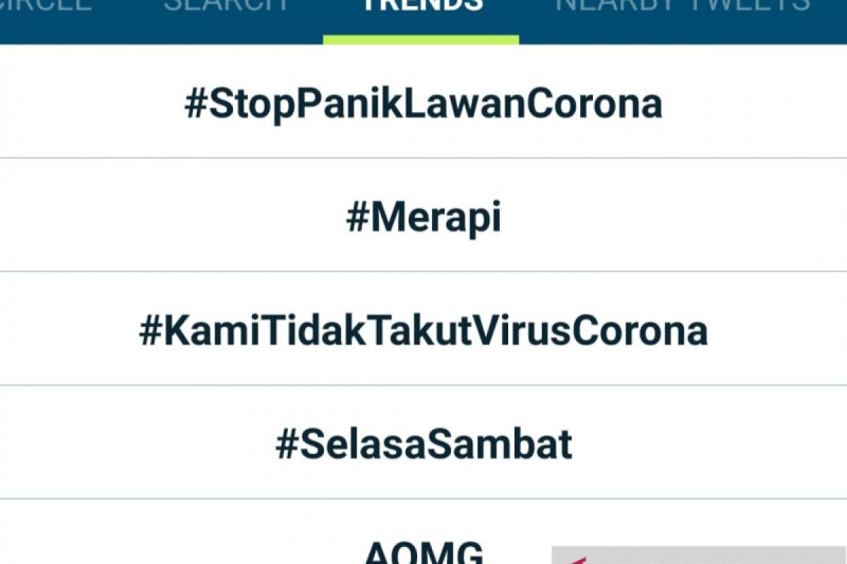 #StopPanikLawanCorona jadi tren nomor satu di Twitter