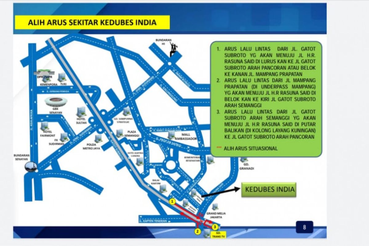 Polisi alihkan rute depan Kedubes India