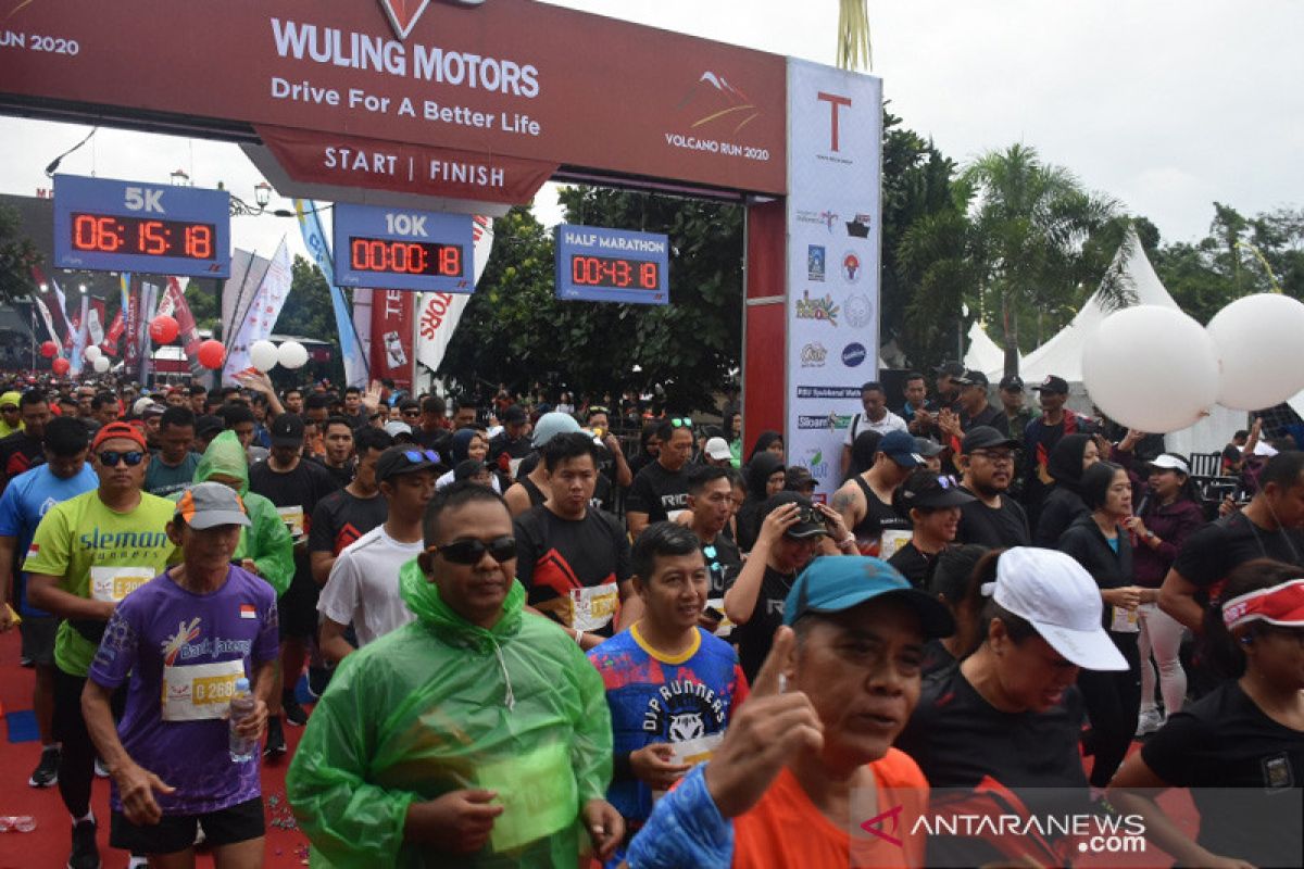Some 2,800 runners join Volcano Run 2020 in Mt Merapi area, Sleman