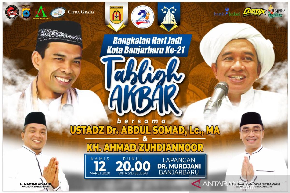 Ustadz Abdul Somad tausyiah di Banjarbaru Kamis malam