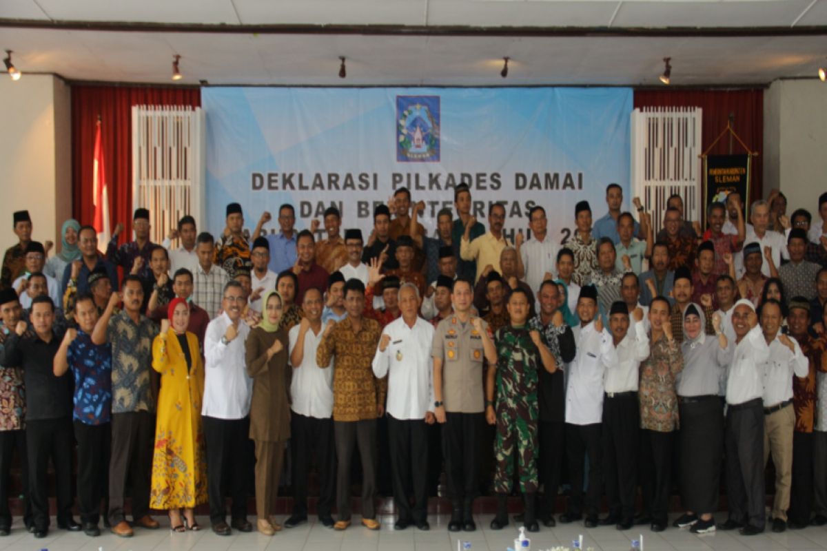 Sebanyak 160 calon kepala desa di Sleman deklarasikan Pilkades damai
