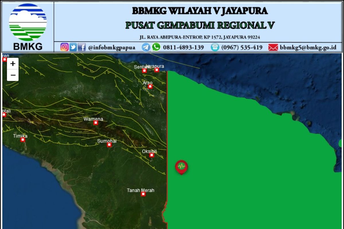 Gempa magnitudo 5,2 guncang Boven Digoel Papua