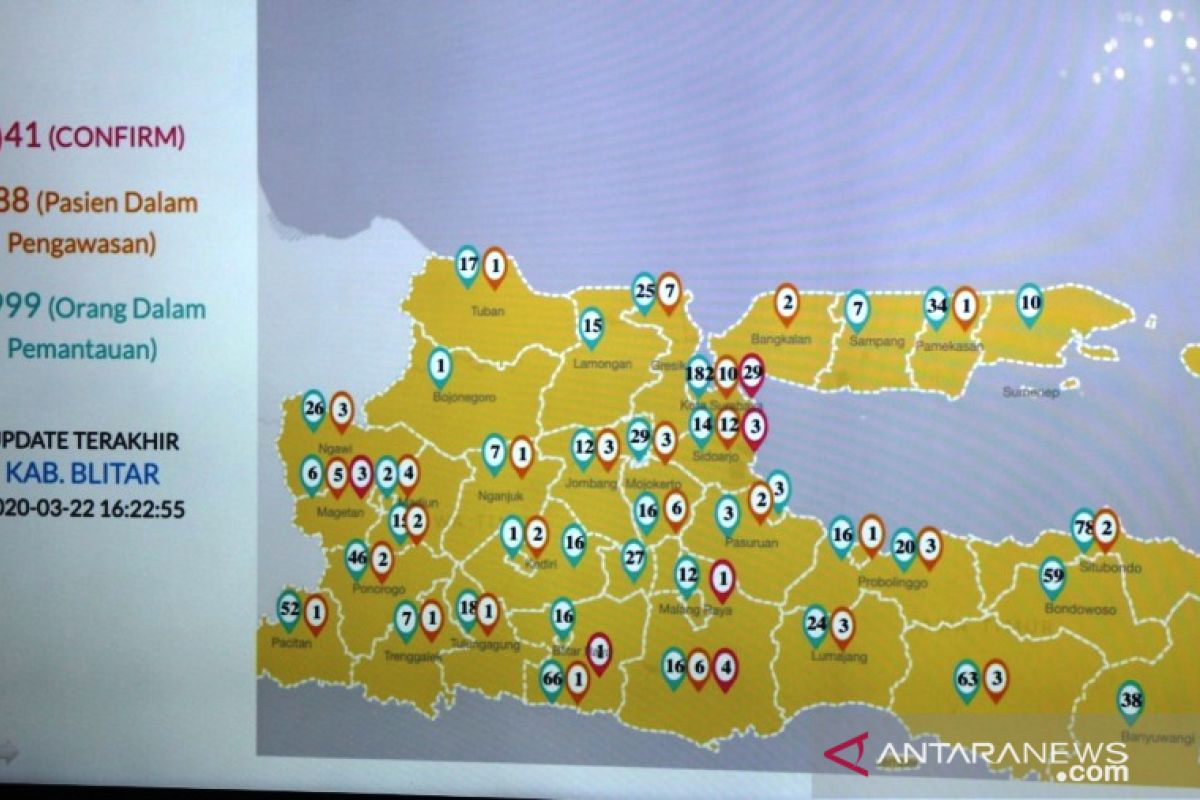 Gubernur Khofifah:41 orang di Jatim berstatus positif COVID-19