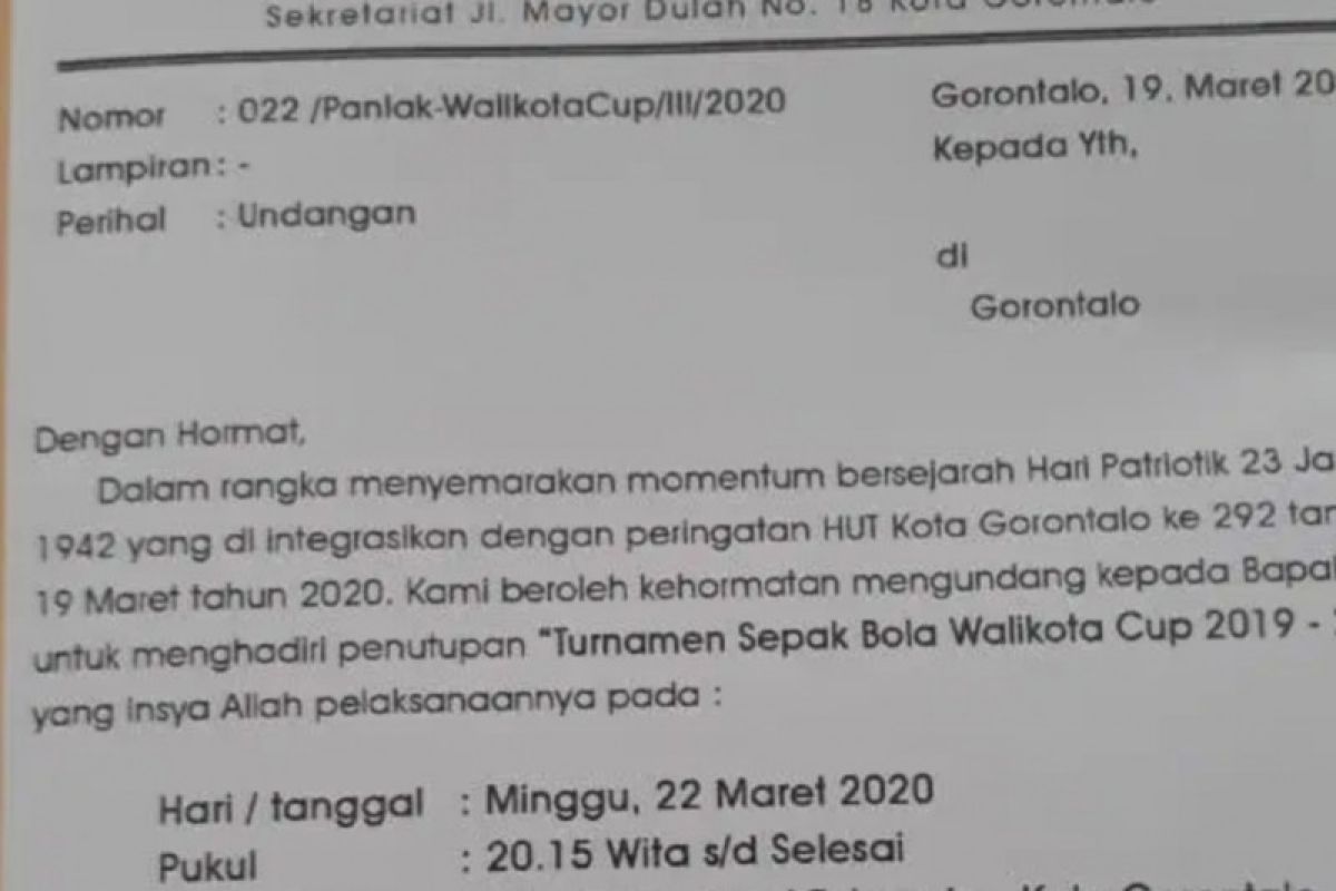 Pemkot Gorontalo disoroti karena masih menggelar turnamen sepak bola