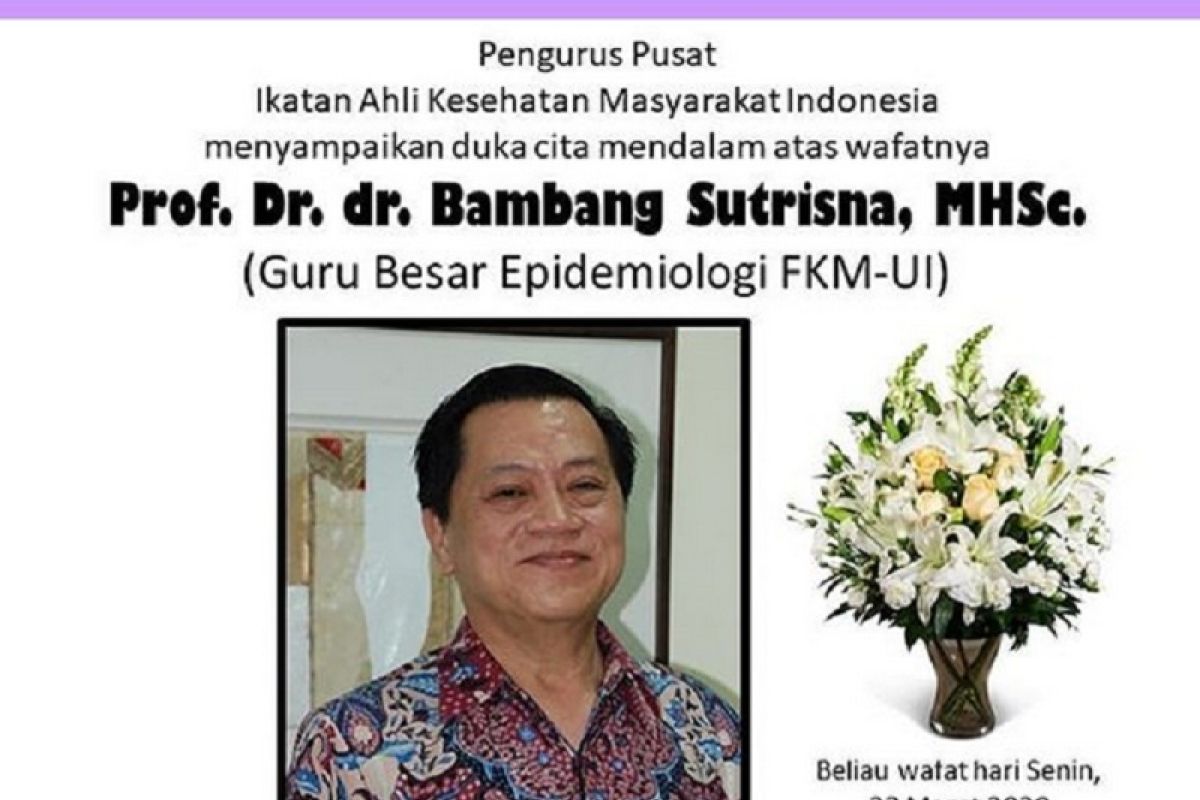 Guru besar epidemiologi UI meninggal dunia di RS Persahabatan