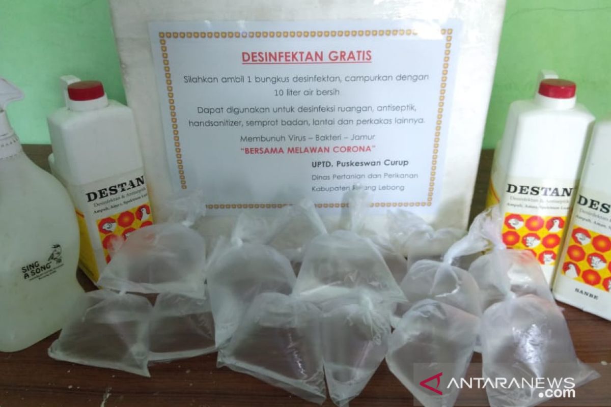 Puskeswan Curup siapkan disinfektan secara gratis