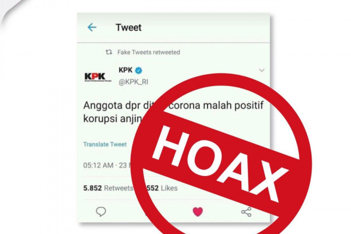 Hoaks, unggahan gambar terkait tes COVID-19 anggota DPR di akun twitter KPK