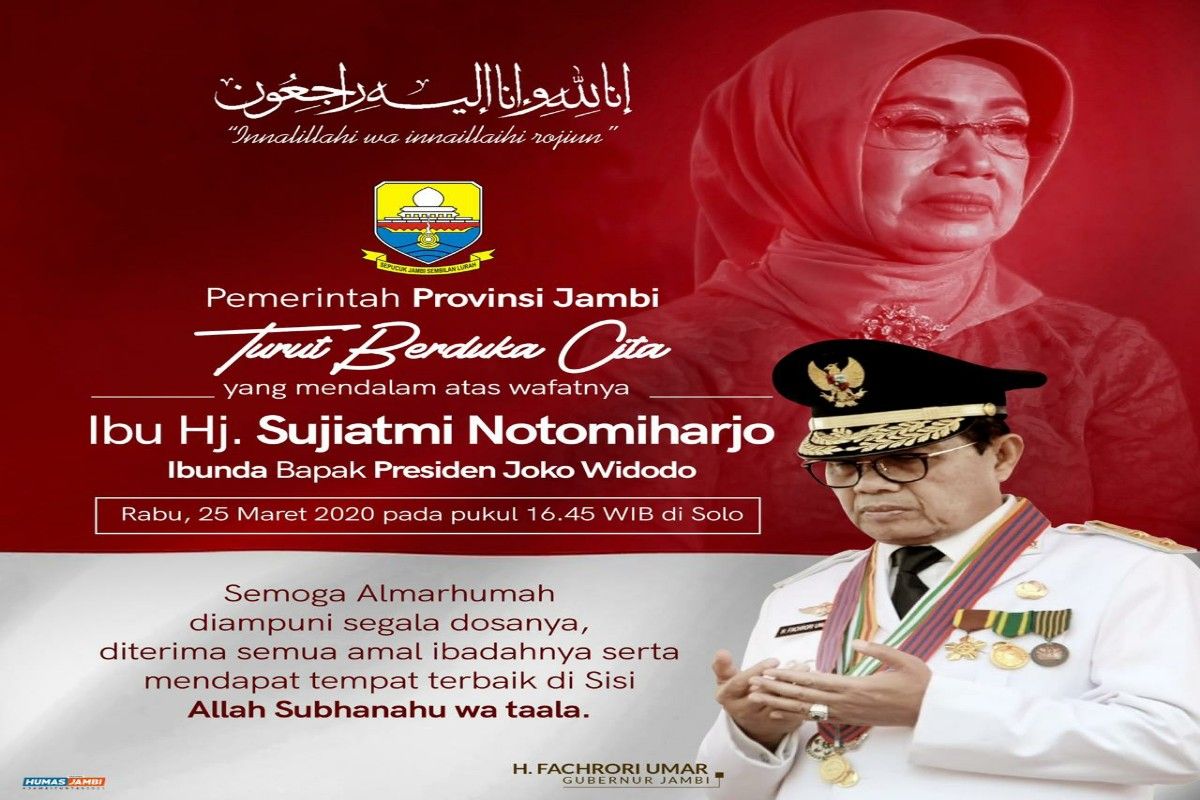 Gubernur Jambi sampaikan duka mendalam wafatnya ibunda Jokowi