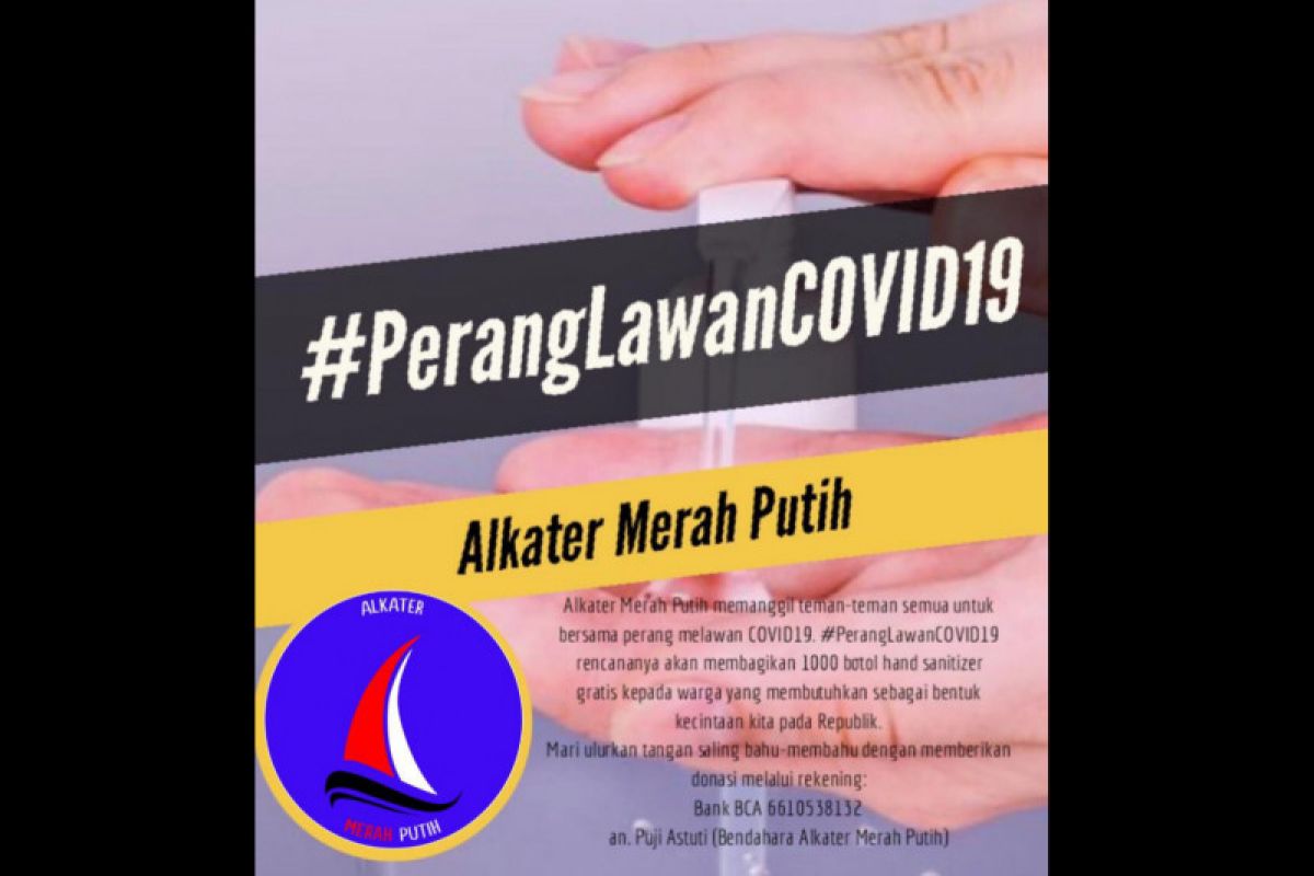 Perang Lawan COVID-19, Alkater Merah Putih bagikan 1000 botol hand sanitizer gratis