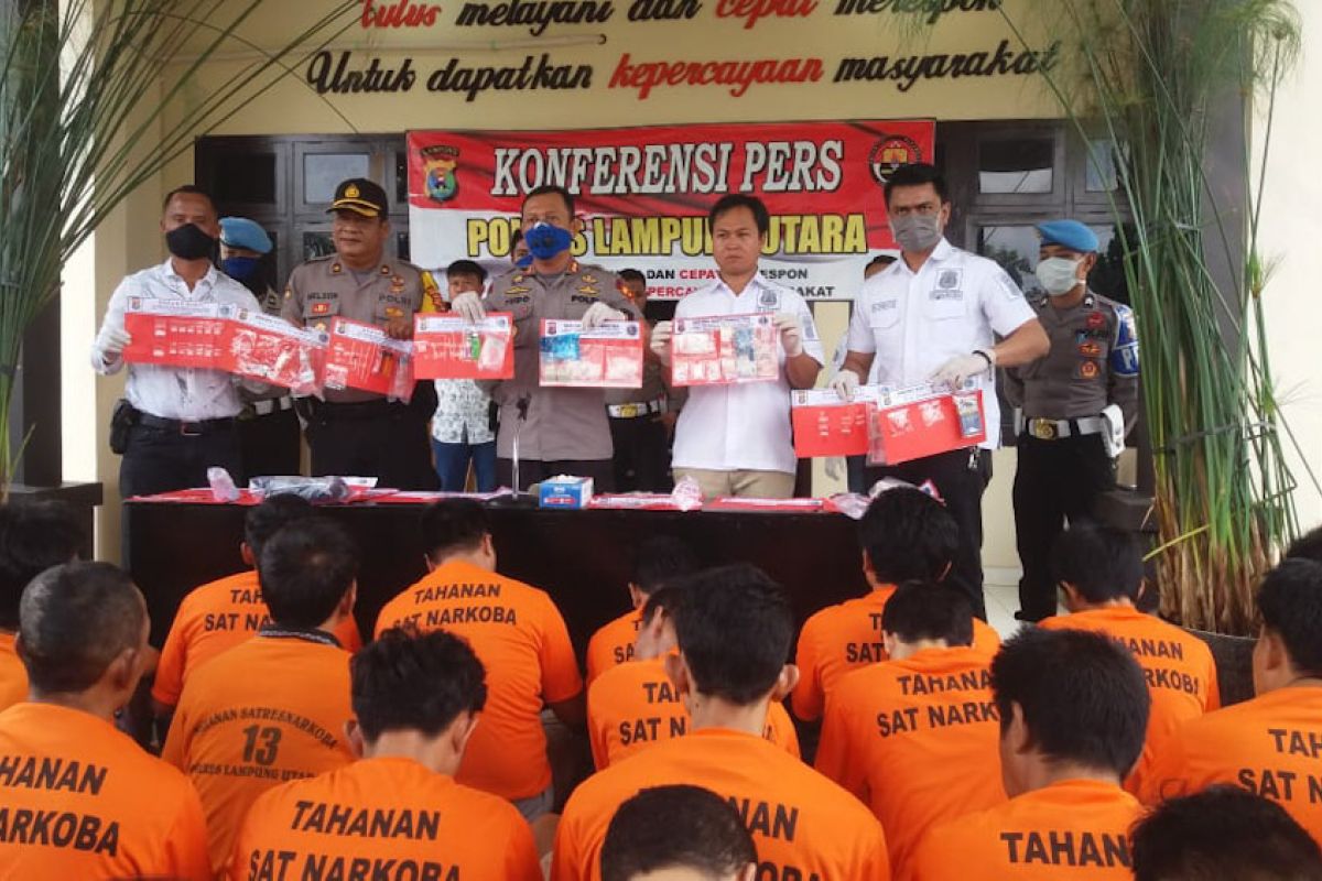 Polres Lampung Utara tangkap 59 tersangka penyalahgunaan narkotika