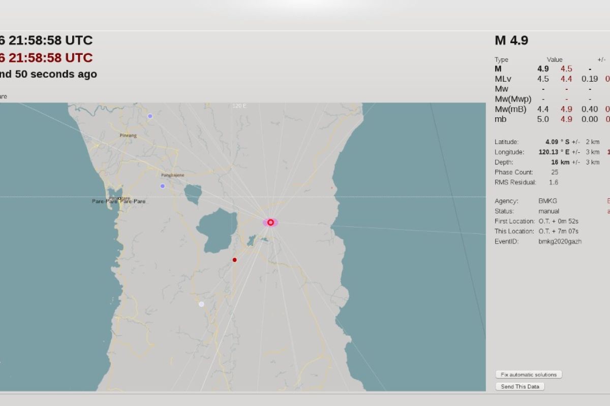 Gempa tektonik magnitudo 4,9 guncang Kabupaten Wajo