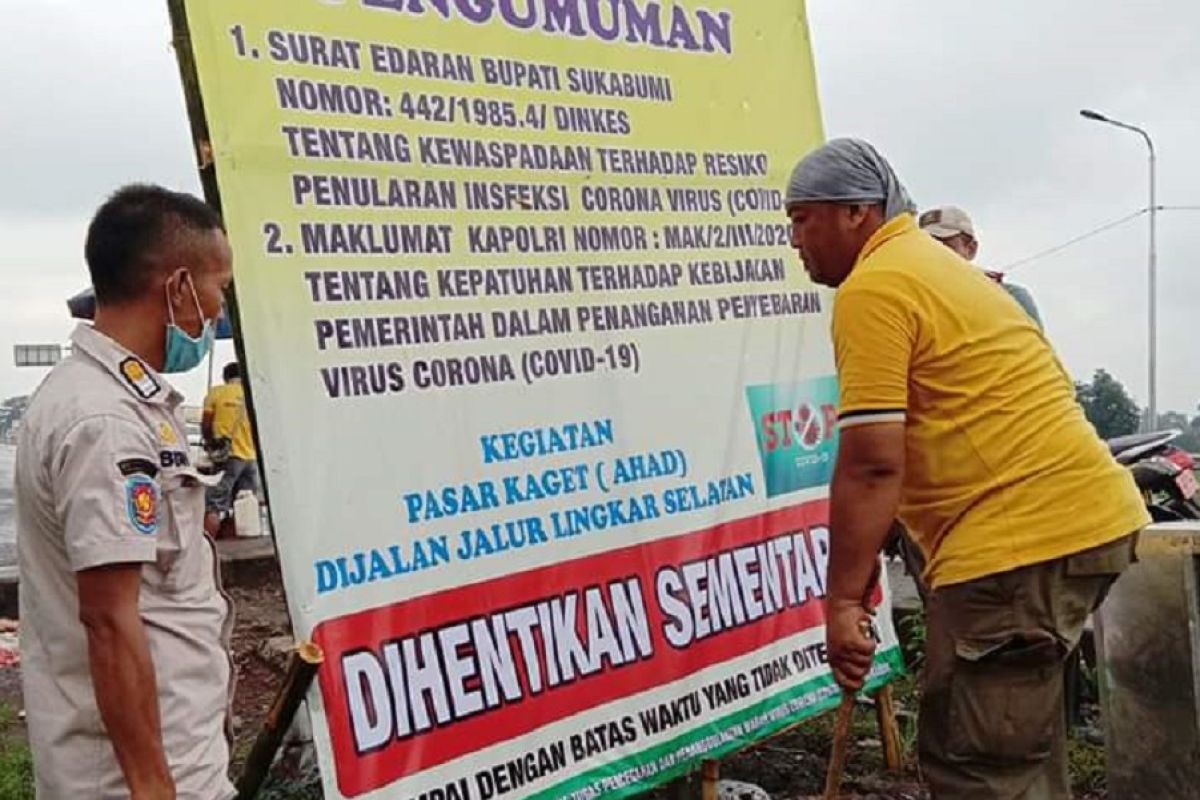 Kegiatan pasar kaget Ahad di Sukabumi diberhentikan sementara