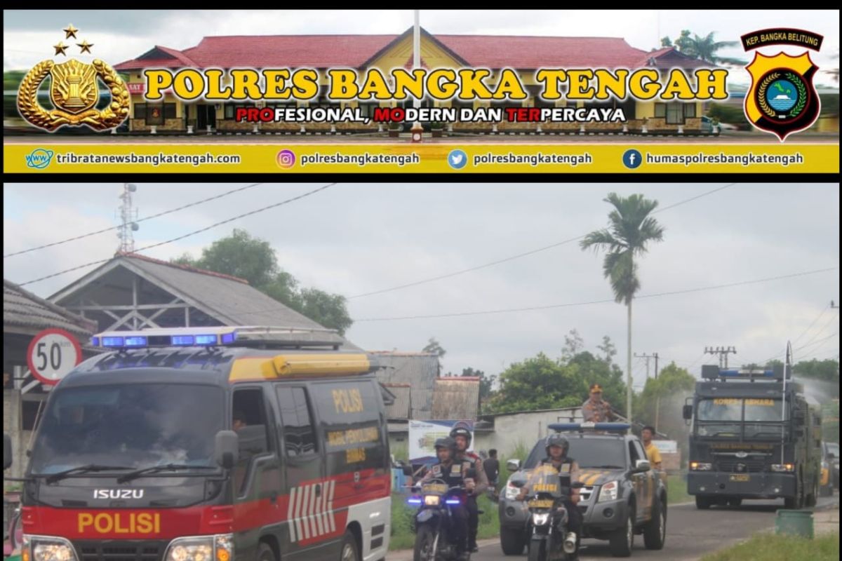 Polres Bangka Tengah semprotkan enam ton disinfektan antisipasi COVID-19