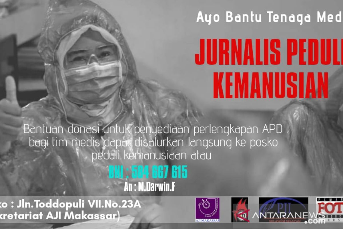 Jurnalis peduli kemanusiaan di Makassar bantu pengadaan APD bagi tenaga medis