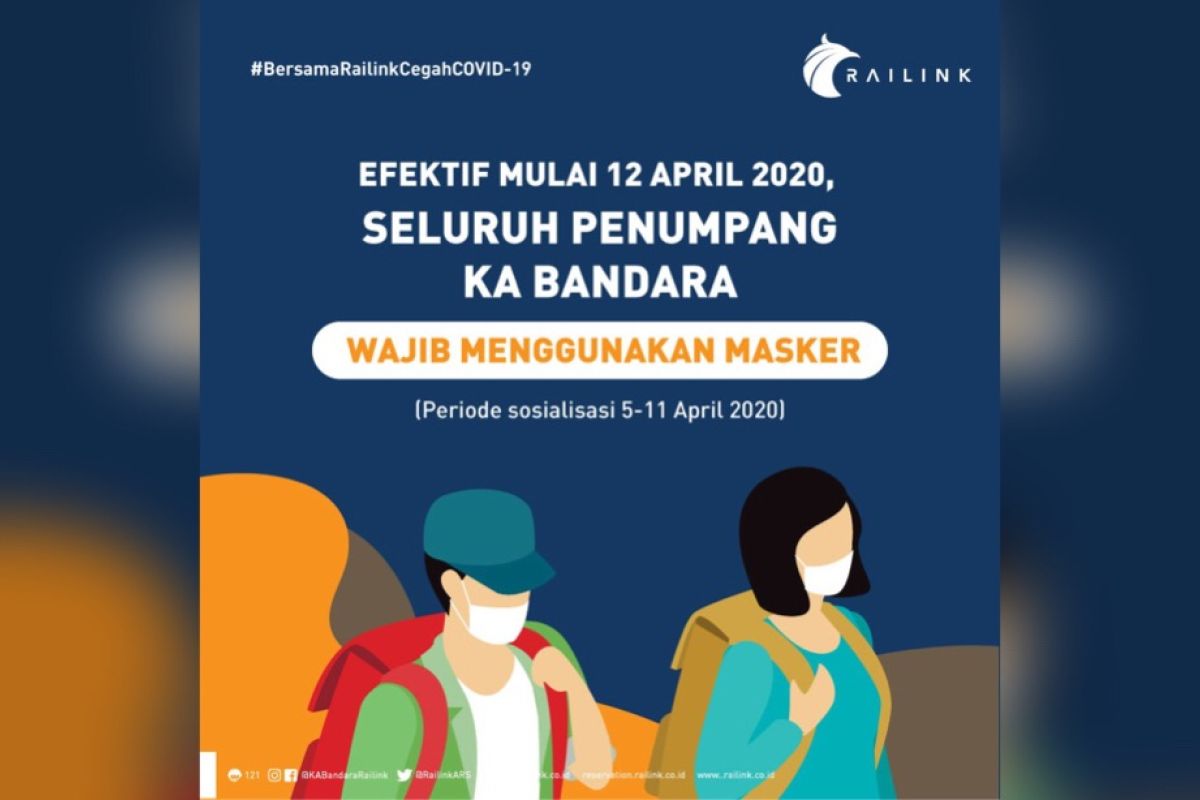 Antisipasi Covid-19, naik KA Bandara wajib pakai masker